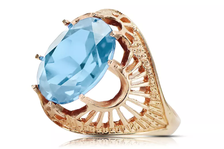 Aquamarine Original Vintage 14K Rose Gold Ring Vintage Jewlery vrc003r